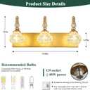 Modern Glass Crystal Vanity Light - Vintage Bathroom Lighting Fixtures Over Mirror, 3 Light Vanity Lights G9 Bulb (19.68 Inch,Brass)