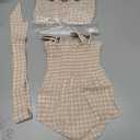 Newborn Baby Girl Bodysuit Sleeveless Halter Frill Romper One-piece Jumpsuit with Headband Summer Clothes Set (0-3 Months, Khaki)