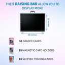 Professional Large Card Display Case (5 Raising Bars, Built-in Prop Rod and 80 Stickers) | 34 x 22 inches | Tabletop TradeShow Display Case for Sports Cards & Trading Cards | Aluminum Frame - (Silver)