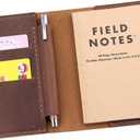Leather Notebook Cover for Field Notes, Handmade Journal Cover for Moleskine Cahier Journal, Leather Cover with Pen Holder fits 3.5" x 5.5" Pocket Notebook - Brown