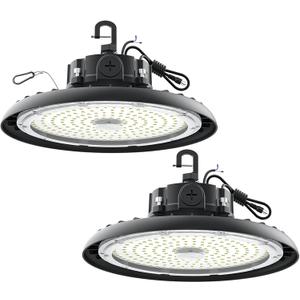 LED High Bay Lights 180W UFO Shop Lights 32400 LM 6000K Commercial Bay Lighting Fixture IP65 5ft Cable Plug & Play for Warehouse Factory Garage Workshop Barn 2 Pack