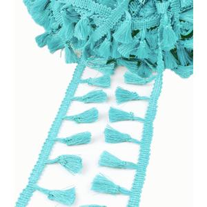 MSCFTFB 20 Yards Mini Tassel Fringe Trim,Boho Tassels Ribbon for Women,1.6inch Wide Sewing Fabric Lace for DIY Jewelry Clothing Bag Curtain Home Party Decor(Turquoise)