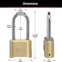 Master Lock Brass Combination Lock, Gate Lock for Outdoor Fence or Shed, Customizable Combination Padlock with Extended 2-1/4-Inch-Long Shackle, 175DLH