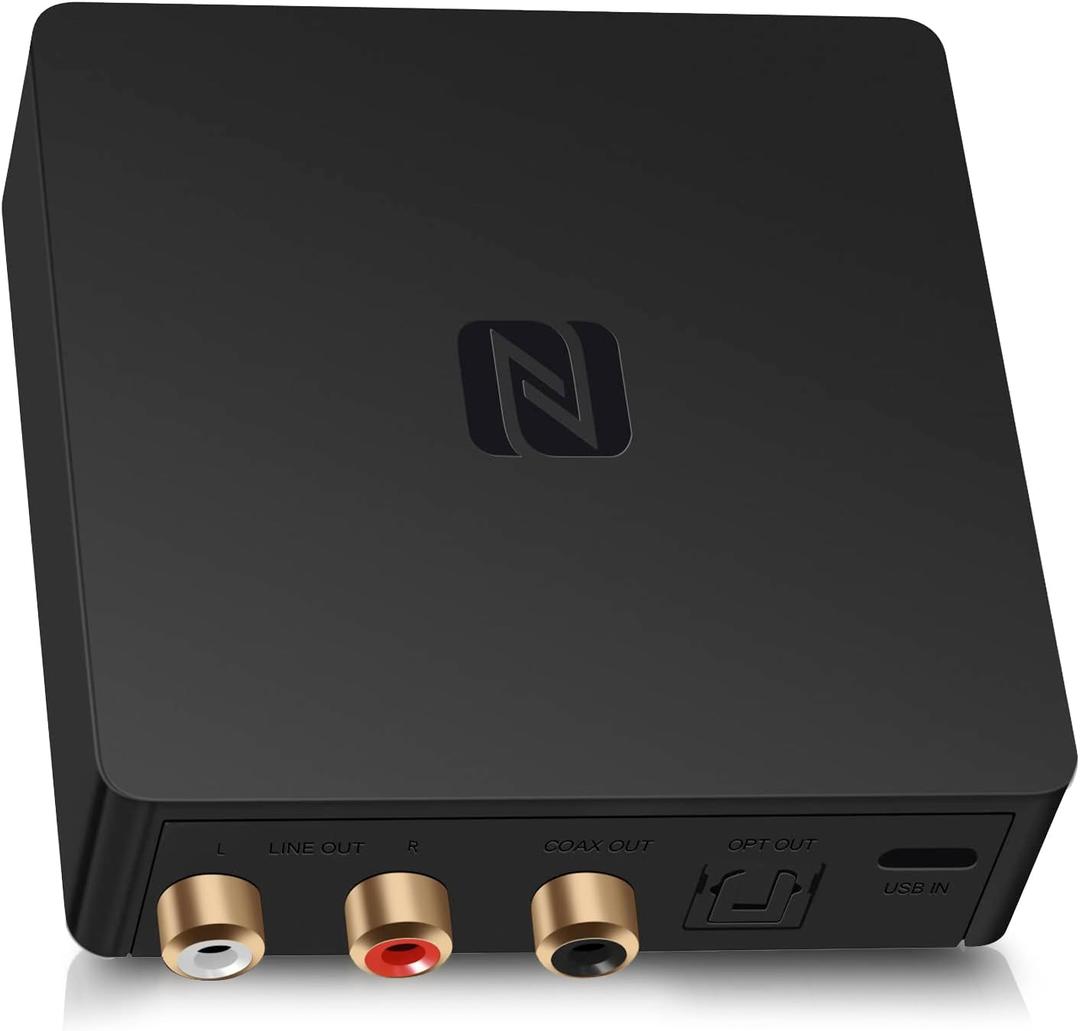 B1 Bluetooth 5.1 Hi-Fi Audio Receiver with aptX Low Latency, TI DAC, Long-Range, Analog RCA, Digital Optical (Toslink) & Coaxial Outputs