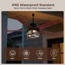 52 Inch Outdoor Farmhouse Rustic Ceiling Fan with Light, Rustic Deer Antler Ceiling Fan, IP65 Waterproof Ceiling Fan with Remote and Reversible Motor, Gazebo Fan for Patio, Porch, Bedroom