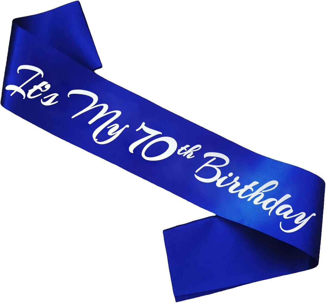 It's My 70th Birthday Sash, Royal Blue Birthday Sash for 70th Birthday Party Supplies, Birthday Gifts for Girl or Boy 70th Birthday Party Favors