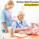 Magicfly Mini Sewing Machine with Extension Table, Dual Speed Portable Sewing Machine for Beginners with Light, Sewing Kit for Household Use, Pink