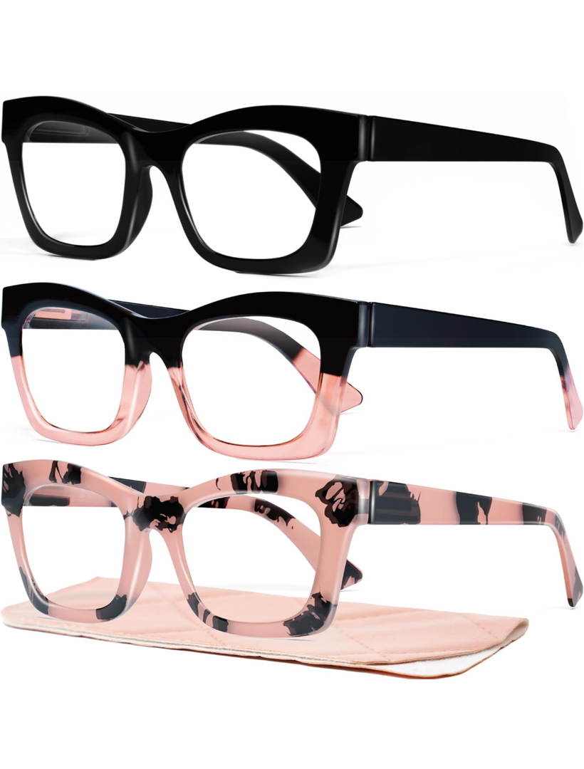 CCVOO Stylish Reading Glasses for Women, Eyeglasses, Blue Light Readers for Women, Computer Eye Glasses, Cheaters +3.0