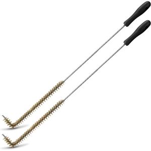 Yaomiao 2 Pcs L Shaped Fryer Cleaning Brush 23 Inch High Temperature Deep Fryer Coil Cleaner L Tipped Coil Brush, Long Handle, Metal Bristles for Grill BBQ Cleaning Accessories