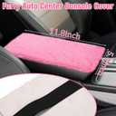 Frienda 10 Pcs Fluffy Car Steering Wheel Covers Handbrake and Gear Shift Cover Seat Belt Shoulder Pads Diamond Mat Ignition Ring Ball Key Chain Armrest Box Mat Car Accessories Set(Pink)