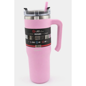 30 oz Tumbler with Handle and Straw Lid | Reusable Stainless Steel Water Bottle Travel Mug Cupholder Friendly | Insulated Cup (Baby Pink)