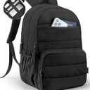 Travel Backpack for Women, 15.6 Inch College Laptop Backpack, Water Resistant Work Backpacks, Cute Quilted Bookbag (Black)