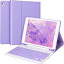 APHBZGE for iPad 6/5th Generation Case with Keyboard 2018/2017,Detachable Bluetooth Keyboard case for iPad Air 2/1,iPad Keyboard Case 9.7 inch with Pencil Holder,Square Keycaps,Purple