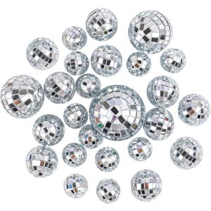 Framendino, 50 Pack Disco Balls Cake Decor Mini Mirror Ball Topper 70s Themed Party Decoration 4 Sizes