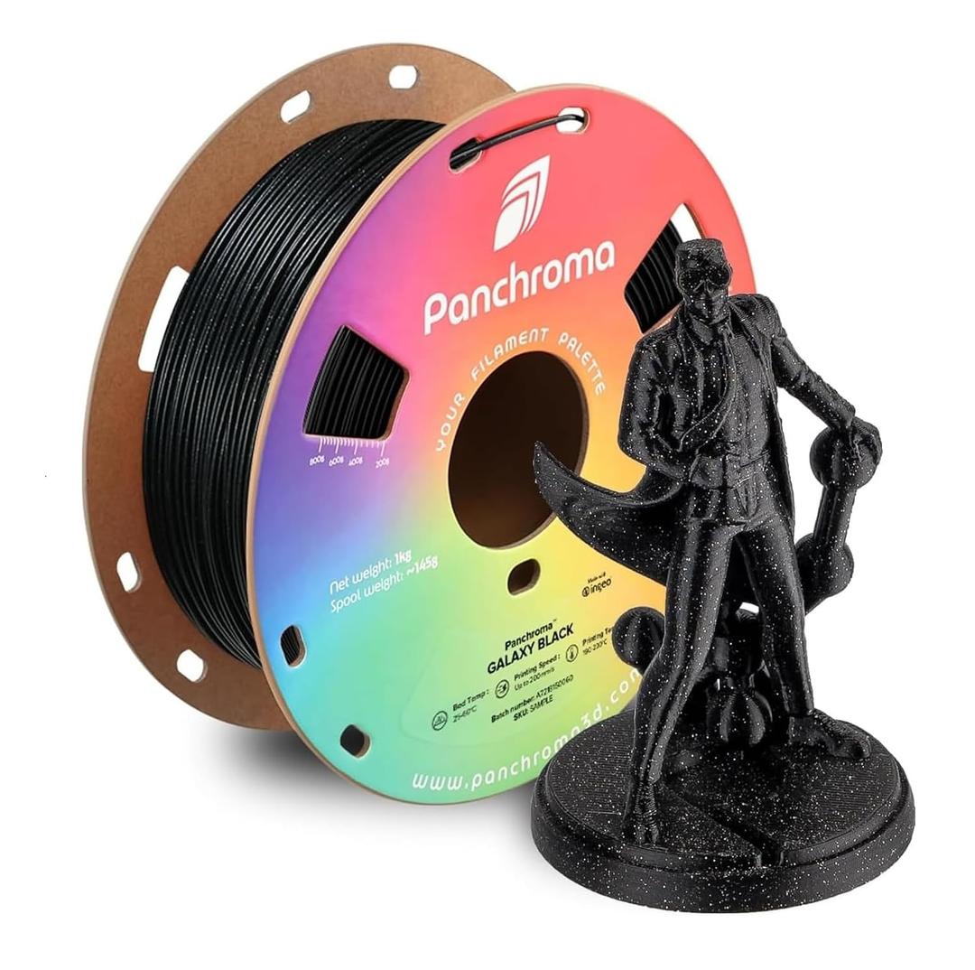 Polymaker Panchroma Galaxy PLA Filament 1.75mm, Galaxy Black 3D Printer PLA Filament 1kg - Twinkling 3D Printing Filament, Dimensional Accuracy +/- 0.03mm (0.6mm Nozzle Required)
