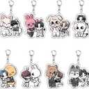8PCS Stray-Kids Keychains Skzoo Keychain Acrylic Keyring for Stay Fans(Pink)