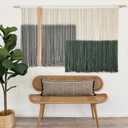 Macrame Wall Hanging Green Large Dip Dye Fiber Wall Art Bohemian Yarn Tapestry Wall Dcor 57''W*35''L
