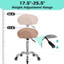 Saddle Stool Chair with Wheels, Ergonomic Thicker Saddle Seat Design for Healthy Sitting Posture, PU Leather, Rolling Saddle Stool with Silent Rubber Wheels Adjustable for Salon Massage Home, Brown