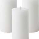 Mister Candle Citronella Candles, Ideal for Outdoor & Indoor, 3x6 Pillar Candles Set of 3, Hand Poured White, Premium Wax & Dripless, 60 Hour Burn Time