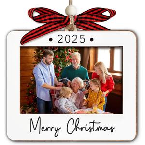2025 Christmas Ornament Picture Frame - Wooden Landscape Photo Frame Ornaments - Picture Frame Ornament For Tree - Family Christmas Ornaments With Picture Insert - Christmas Gift For Family, Friends