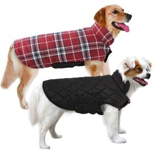 MIGOHI Dog Jackets for Winter, Windproof Waterproof Reversible British Style Plaid Warm Coat for Small Medium Large Dogs, Red, Large