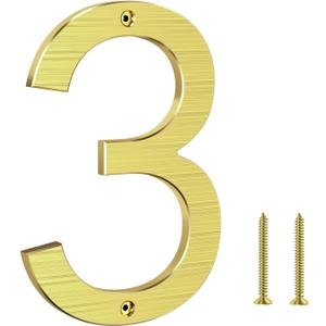 8 Inch Large House Numbers for Outside, Modern Gold Metal Address Numbers with Floating Effect, Weatherproof Aluminum, Easy Screw Mount for Home Wall Fence Garage (3)