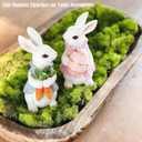 Easter Decorations for Home - 2pcs Resin White Easter Bunny - Small Bunny Statues Figurines Decor for Indoor Table Centerpieces Decorations Tiered Tray,Tabletop - Spring Decor Rabbit 4.33 inch Tall