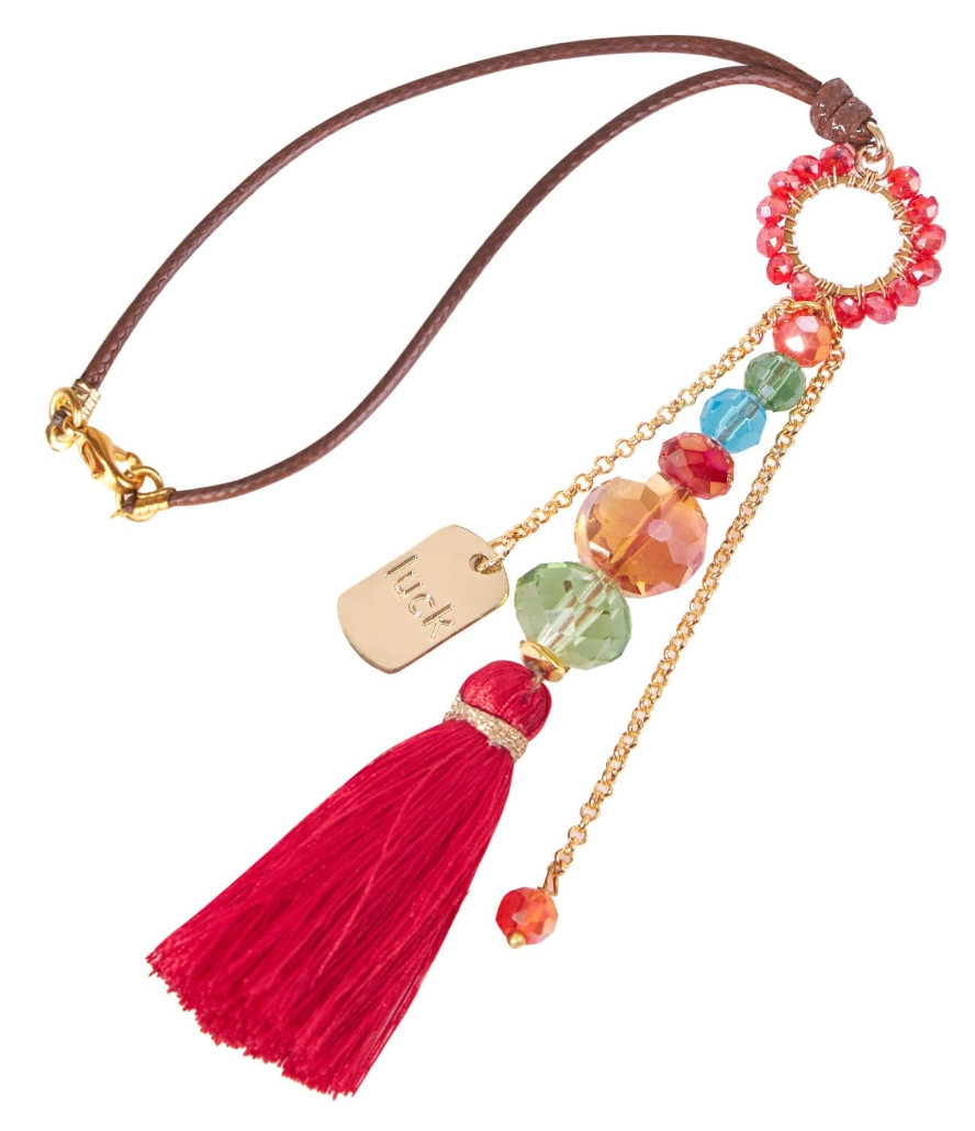 Charm with Tassel (red) and Stones