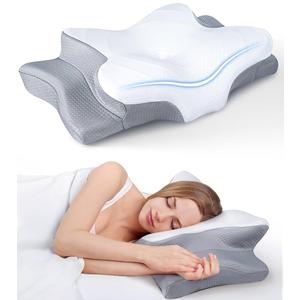 Cozyplayer True Cooling Cervical Neck Pillow for Pain Relief, Ergonomic Side Sleeper Pillow for Neck Support, Odorless Orthopedic Contour Memory Foam Pillows, Bed Pillow for Back Stomach Sleeper (Queen, White)
