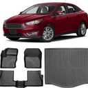Floor Mats for Ford Focus Hatchback 2012-2018, Custom Fit Floor Liner for Focus SE/S/SEL/Titanium, TPE Waterproof Anti-Slip Full Set Mats, Front 2nd Row & Trunk Mats