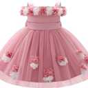 IBTOM CASTLE Toddler Baby Flower Girl Dress Wedding Pageant Formal Tulle Tutu Princess Birthday Party Gown (18-24 Months, Dusty Pink)