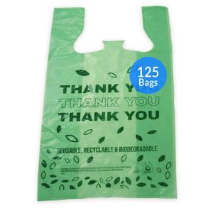 Reli. Eco-Friendly Green Bags | 125 Count | Biodegradable Thank You Bags | 11.5 x 6.5 x 22 Strong Shopping Bags with Handles, Ideal for Restaurants, Retail Shops, Grocery Stores & Food Service, Medium