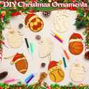 Novabright 24 Pcs Sport Ball Wooden Christmas Ornaments Unfinished, 4 Styles DIY Wood Slices Ornaments with Color Markers Ropes Christmas Tree Hanging Decoration to Paint for Sport Theme Craft Gifts