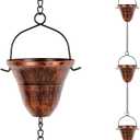 dreamysoul Copper Rain Chains for Outside, 10.43FT with 12 Cups Rain Catcher Chains for Downspout Gutters, Eaves Drainage