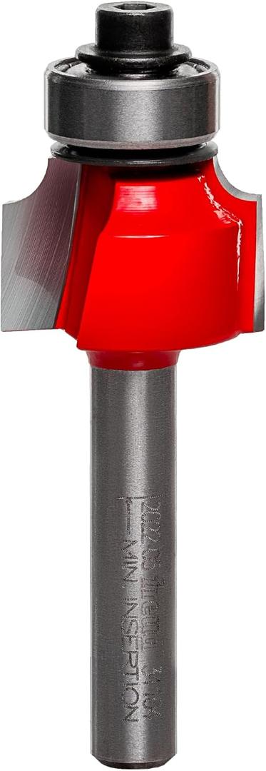 Freud Radius Rounding Over Bit with Perma-Shield Coating and Quadra-Cut Design for Flawless Finish - 2 Cutters, 1/4" Shank Dia., 1/8" Radius, 2-3/16" Length - 34-104