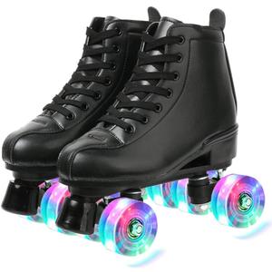 XUDREZ Classic Roller Skates High-Top Double-Row Leather Roller Skates for Women and Men Size 38