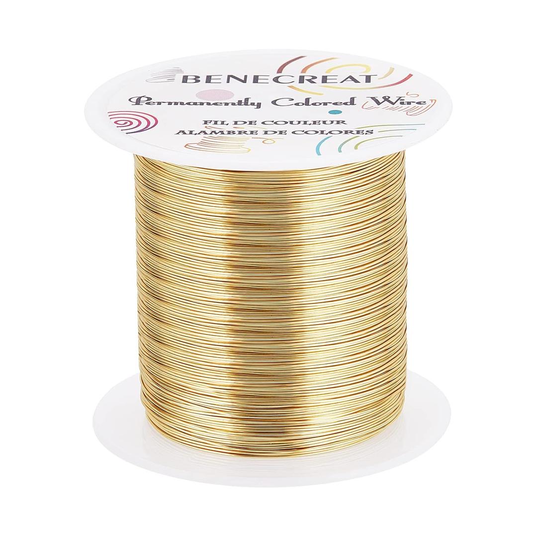 BENECREAT 26 Gauge 131 Yards Jewelry Beading Wire Light Gold Tarnish Resistant Copper Wire for Beading Wrapping and Other Jewelry Craft Making