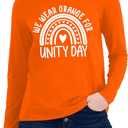 Unity Day Shirt Womens Anti Bullying Awareness T-Shirt Be Kind Shirts Inspirational Rainbow Tee Tops (Orange, XXL)