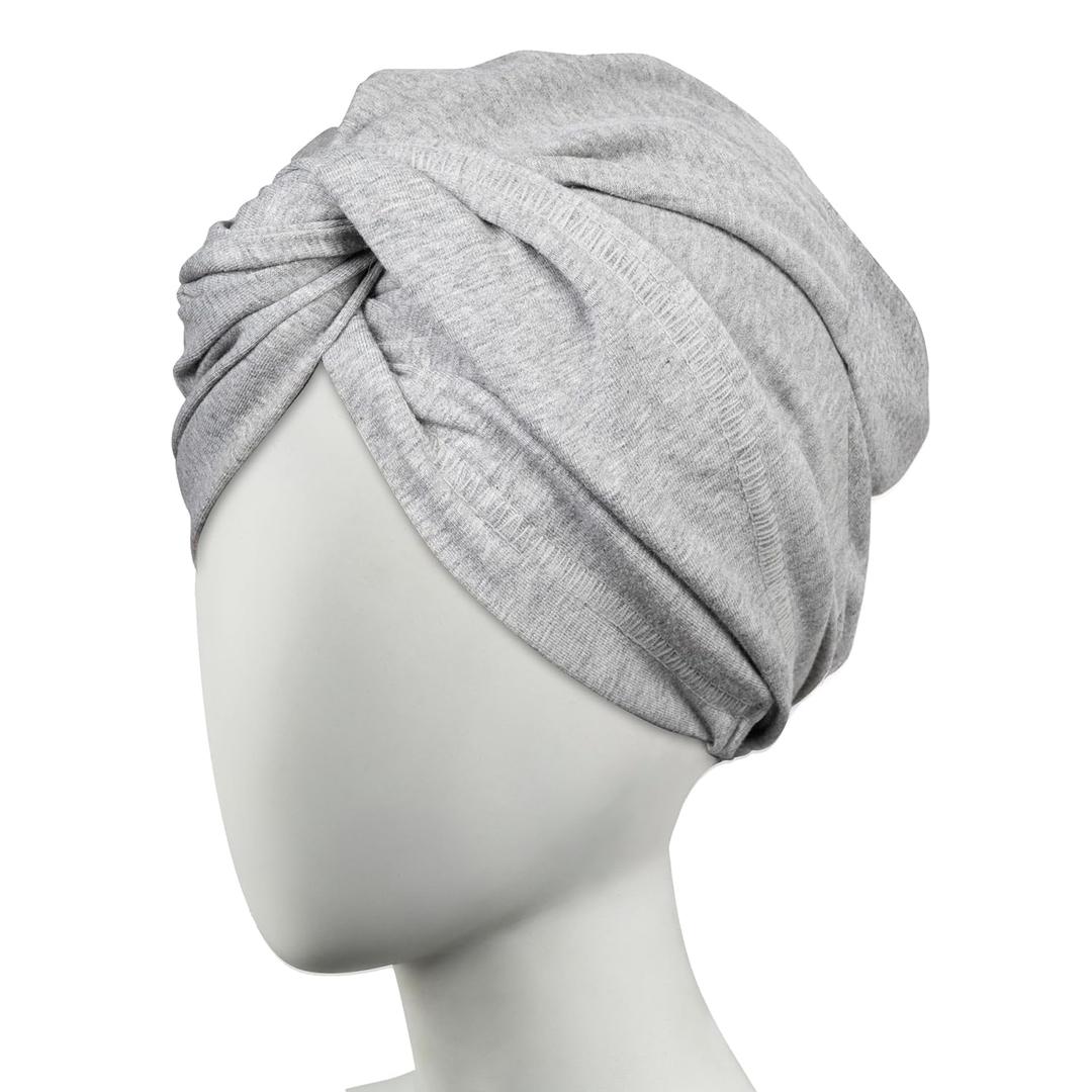 Conair Cotton Hair Towel Wrap & Twist for Women, Fast Drying Ultra-Absorbent Hair Plop for All Types and Lengths, Turban-Style Cotton Towel Helps Maintain Natural Curl Style, Gray