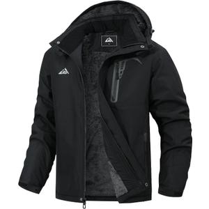 Men's Waterproof Ski Jacket Warm Snow Coat, with Adjustable Hooded for Skiing & Outdoor Adventure (XX-Large, Black)