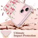 GVIEWIN for iPhone 15 Plus Case Floral, with Screen Protector&Camera Lens Protector,[Non Yellowing] Soft Shockproof Clear Phone Protective Cover for Women, Flower Pattern Design 6.7" (Alcea/Red)