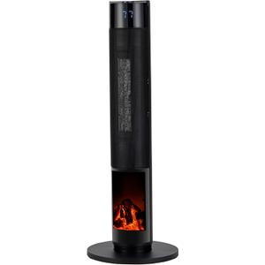 Uthfy Space Heater for Large Room,1500W Portable Electric Tower Fireplace Heater,120° Oscillating PTC Ceramic Heater with Thermostat,Remote,24H Timer for Bedroom Home Office Living Room, Black