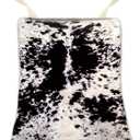 Hanging Car Trash Can Bag - Black & White Cowhide, Retro Design, Back Seat Organizer for Travel, Camping & Vehicle Accessories