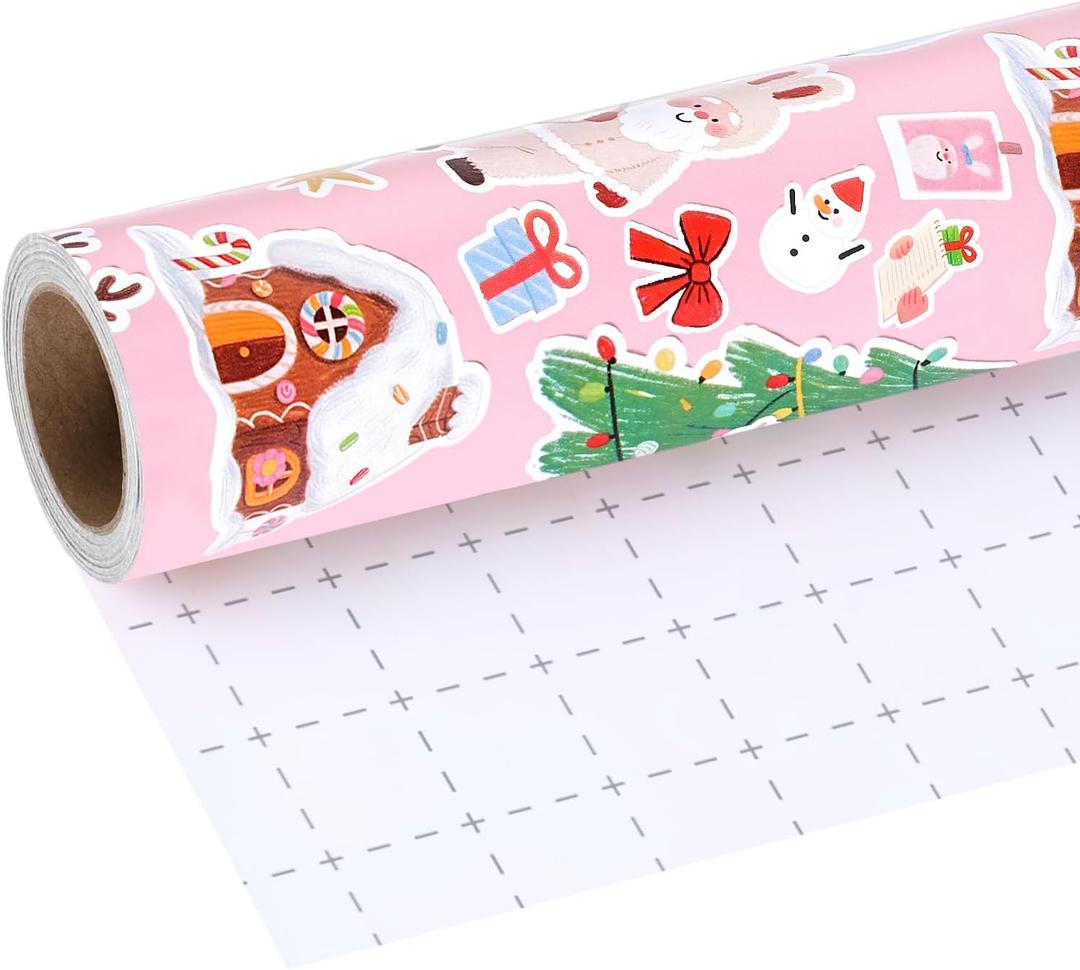 3 x BIOBROWN Christmas Wrapping Paper - 17 Inch X 33 Feet (46.7 sq. ft. ttl.) - Funny Cute Santa Claus Design Perfect for Xmas, Party, Holiday Gift Wrap