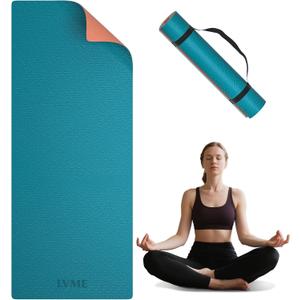 Yoga Mat Non Slip, Anti-Tear 1/4" & 2/5" Thick TPE Yoga Mats for Women and Men, a stylish and practical dual-tone yoga mat.72"x24" Exercise & Fitness Mat with Carrying Strap, Workout Mats for Yoga, Pilates and Floor Exercise