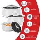 Milton Casserole for Hot Food, Double Walled Insulated Inner Stainless Steel Hot Pot with Lid, Serving box for Food and Roti, Serving Bowl, Set of 3 (Size 62, 45, 28 oz) Venice, Micro White