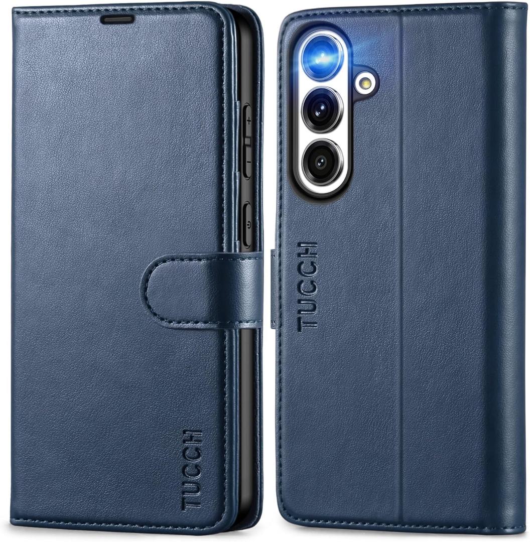 TUCCH Case for Galaxy S25 Plus, Wallet Case with [TPU Shockproof Interior Case] Stand RFID Blocking Card Holder, Magnetic PU Leather Protective Flip Cover Compatible with Galaxy S25 Plus 5G, Dark Blue