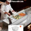 VEVOR Commercial Food Warmer, 1500W Electric Stainless Steel Steam Food Warmer with Glass Cover, Countertop Buffet Bain Marie with Three 1/2 Size Food Pans, for Catering, Restaurant, Party & Buffets