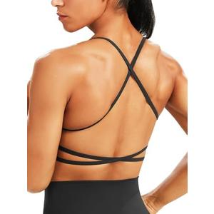 Unthewe Workout Sports Bra for Women Backless Padded Low Impact Bra Gym Yoga Crop Tank Top Size S