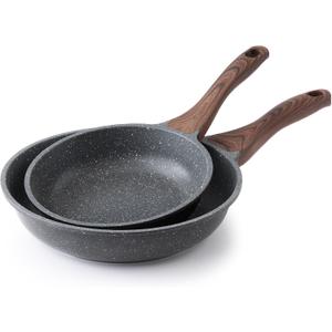 SENSARTE Nonstick Frying Pan Skillets, Swiss Granite Coating Omelette Pans, Healthy Cookware Chef's Pans, Free of Intentionally Added PFOA (8+10 Inch) (Gray)